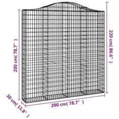 Vidaxl Oblúkový gabionový kôš 3 ks 200x30x200/220cm pozinkované železo