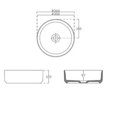 SAPHO , INFINITY ROUND keramické umývadlo na dosku, priemer 36x12 cm, čierna mat, 10NF65036B