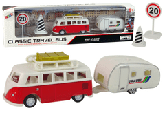 Lean-toys Súprava vozidiel červený autobus a karavan