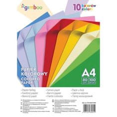 Gimboo Farebný papier Gimboo A4, 100 listov, 80g, 10 neónových farieb