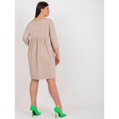 RELEVANCE Dámske šaty s vreckami plus size MRACELA béžové RV-SK-8529.37P_395297 Univerzálne