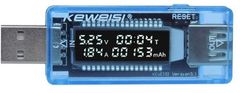 HADEX USB tester KWS-V20, V-A meter a merač kapacity 4-20V/0-3A DC