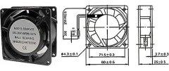 HADEX Ventilátor 80x80x25mm 230V/0,07A 2350 ot/min