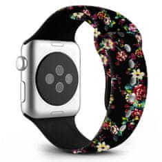 Symfony Remienok pre apple watch 38/40, silikón flower I čierny