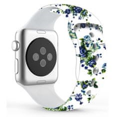 Symfony Remienok pre apple watch 42/44, silikón flower II biely/modrý