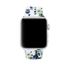 Symfony Remienok pre apple watch 42/44, silikón flower II biely/modrý