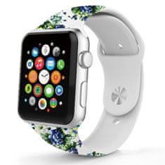 Symfony Remienok pre apple watch 42/44, silikón flower II biely/modrý