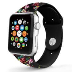 Symfony Remienok pre apple watch 38/40, silikón flower I čierny