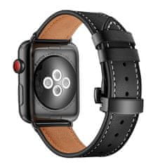 Symfony Remienok pre apple watch 42/44, koža čierny, čierna pracka