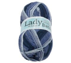 Priadza LADY de Luxe BATIK - 100g / 238 m - biela, modrá