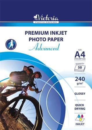 Victoria Fotografický papier "Advanced", do atramentovej tlačiarne, lesklý, A4, 240g