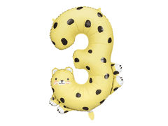 PartyDeco Fóliový balón číslo 3 Gepard 98cm