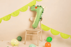 PartyDeco Fóliový balón číslo 7 Krokodíl 85cm