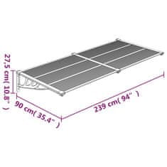 Petromila vidaXL Vchodová strieška čierna a priehľadná 239x90 cm polykarbonát