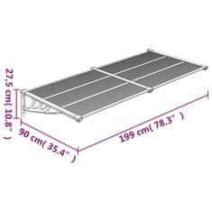 Petromila vidaXL Vchodová strieška čierna 199x90 cm polykarbonát