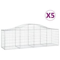 Vidaxl Oblúkový gabionový kôš 5 ks 200x50x60/80 cm pozinkované železo