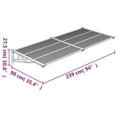 Petromila vidaXL Vchodová strieška čierna 239x90 cm polykarbonát