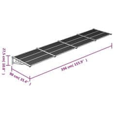 Petromila vidaXL Vchodová strieška, sivá a priehľadná 396x90 cm polykarbonát