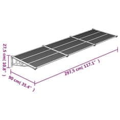 Petromila vidaXL Vchodová strieška čierna a priehľadná 297,5x90 cm polykarbonát