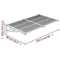 Petromila vidaXL Vchodová strieška, sivá a priehľadná 152,5x90 cm polykarbonát