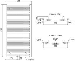 Mexen Ares, vykurovacie teleso 1200x600 mm, 490 W, chrómová, W102-1200-600-00-01