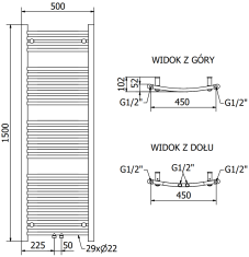 Mexen Ares, elektrické vykurovacie teleso 1500x500 mm + vykurovacia tyč 600 W, chrómová, W102-1500-500-2600-01