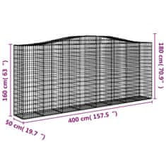 Petromila vidaXL Oblúkové gabiónové koše 2ks 400x50x160/180cm pozinkované železo