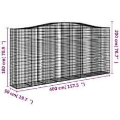 Petromila vidaXL Oblúkové gabiónové koše 3ks 400x50x180/200cm pozinkované železo