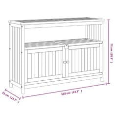 Petromila vidaXL Záhradný konzolový stolík 110x35x75 cm akáciové masívne drevo