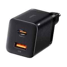 BASEUS CCSUPP-E01 Super Si Quick Nabíjačka USB + USB-C 30W Black