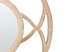 Beliani Okrúhle nástenné zrkadlo ø 60 cm svetlé drevo IZTAPALAPA