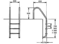 BazenyShop Bazénové schodíky pre zapustené bazény 4 stupne Standard AISI 316