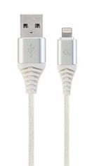 Gembird nabíjací kábel Lightning 8-pin (M) na USB 2.0 (M), prémiový, opletený, 1 m, biely