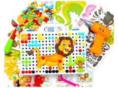 KECJA Kreatívna mozaika Zoo V prípade 198 el. 3D puzzle, stavebné bloky, stavebnica so skrutkovačom