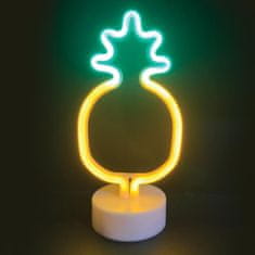 ACA ACA Lighting ANANAS, 41 neónová LED lampička na batérie (3xAA) / USB, zelená plus žltá, IP20, 17x10x28, 5cm X044110328