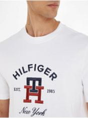 Tommy Hilfiger Biele pánske tričko Tommy Hilfiger Curved Monogram Tee S