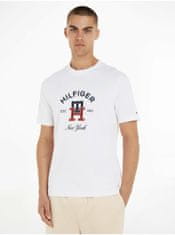 Tommy Hilfiger Biele pánske tričko Tommy Hilfiger Curved Monogram Tee S