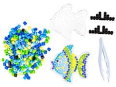 KECJA Šablóny na žehliace korálky Ryba, Žaba, sada 2000 kusov, box na žehlenie, truhlica