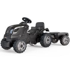 Smoby Traktor XL čierny pedálový traktor s prívesom