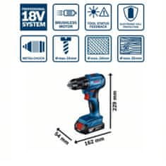 BOSCH Professional GSR 185-LI aku vŕtací skrutkovač 18V 2x2.0Ah kufor