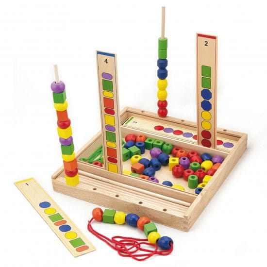 Viga Toys Drevená vzdelávacia hra Logické korálky 104 Montessori dielikov