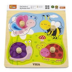 Viga Toys Drevené kolíkové puzzle Hmyz