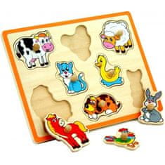 Viga Toys Drevené puzzle Farma Puzzle