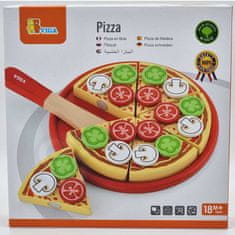 Viga Toys Drevený krájač na pizzu s prílohami