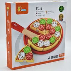 Viga Toys Drevený krájač na pizzu s prílohami