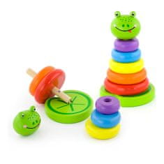 Viga Toys Vzdelávacia drevená hračka Pyramída Učenie farieb Žaba