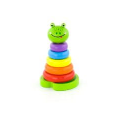 Viga Toys Vzdelávacia drevená hračka Pyramída Učenie farieb Žaba