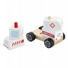 Viga Toys Drevené bloky Ambulancia Ambulancia Auto Ambulancia