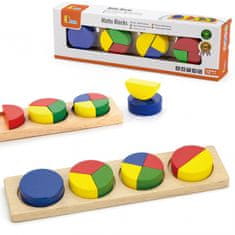 Viga Toys Drevené puzzle Matematické zlomky 11 dielikov Montessori