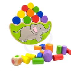 Viga Toys Montessori drevené balančné puzzle so slonom